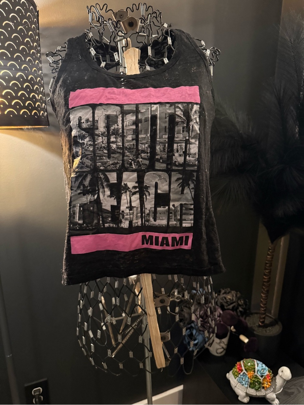 Black & Pink 'South Beach Miami' Graphic Tank Top